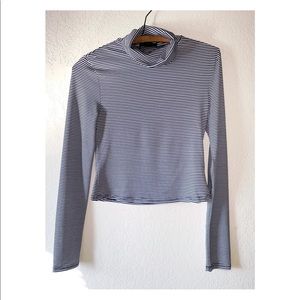 SHEIN Stripped Navy Blue Turtle Neck Top.